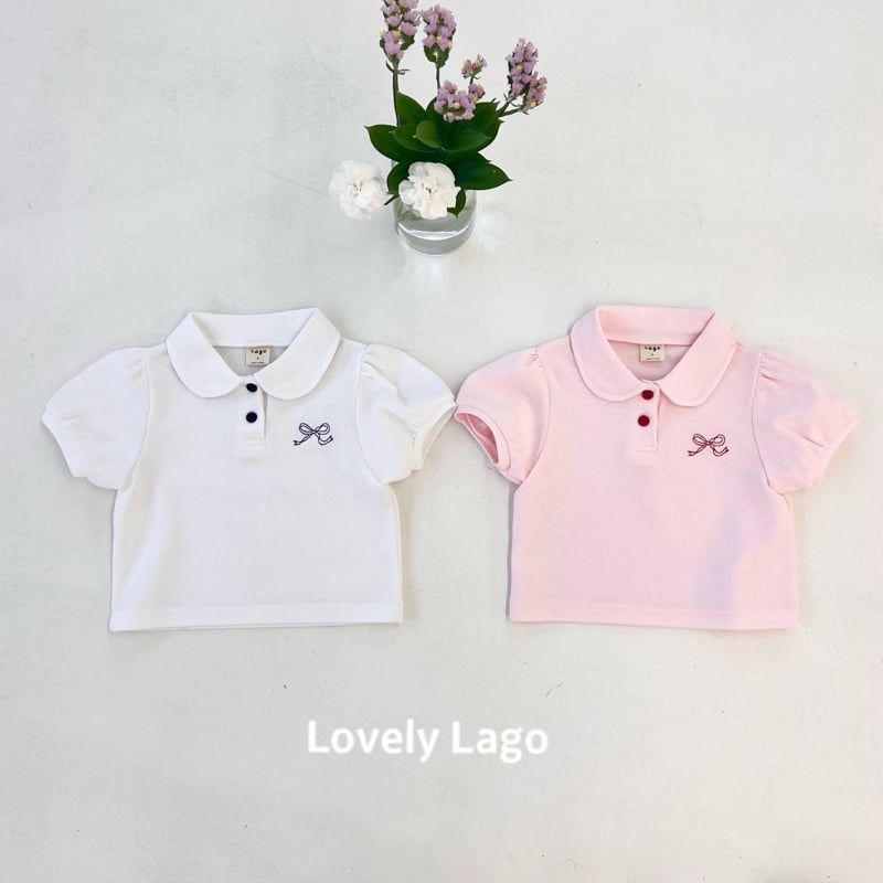 Lago - Korean Children Fashion - #fashionkids - Ribbon Embroidered Collar Tee