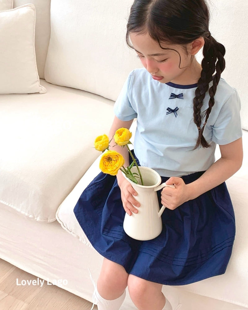 Lago - Korean Children Fashion - #kidsshorts - Double Ribbon Tee - 3