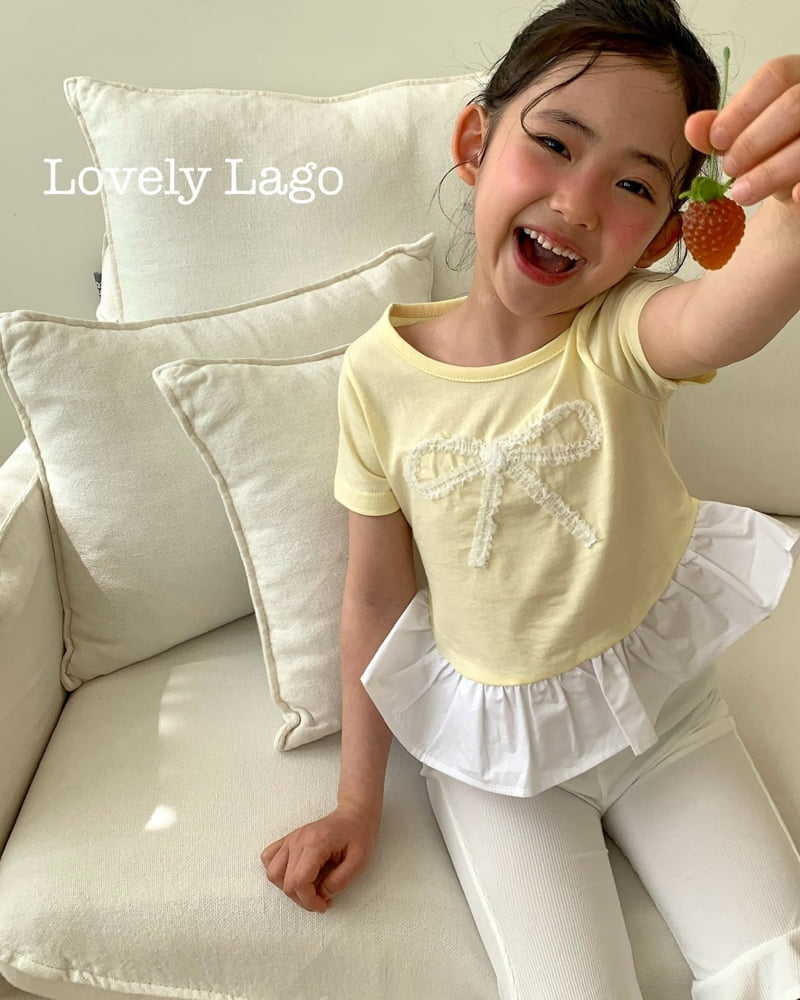 Lago - Korean Children Fashion - #kidzfashiontrend - Lace Ribbon Tee
