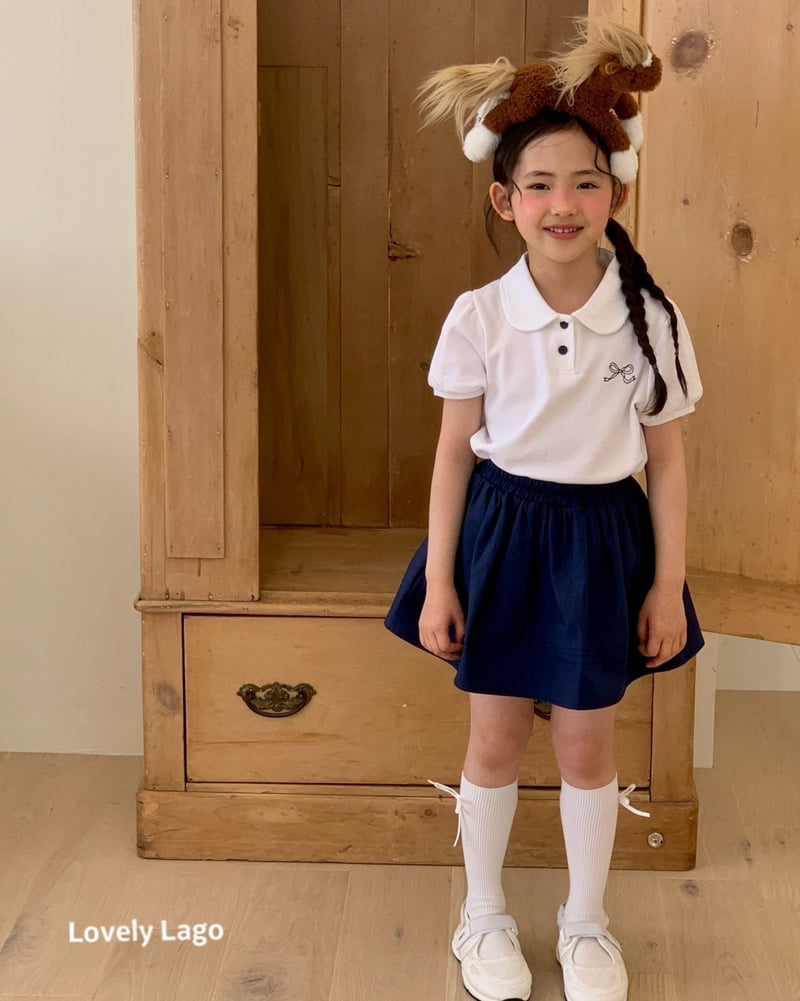 Lago - Korean Children Fashion - #prettylittlegirls - Ribbon Embroidered Collar Tee - 9