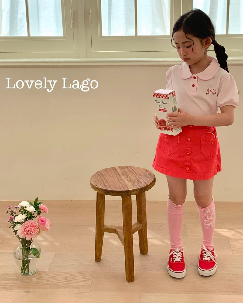 Lago - Korean Children Fashion - #toddlerclothing - Ribbon Embroidered Collar Tee - 11