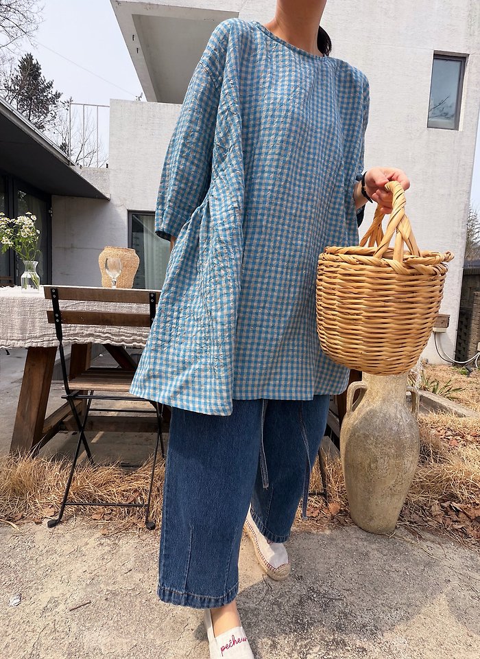 Lagrass - Korean Women Fashion - #momslook - Deil Check Blouse - 10