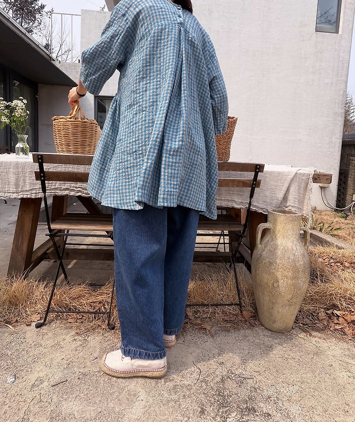 Lagrass - Korean Women Fashion - #momslook - Deil Check Blouse - 12
