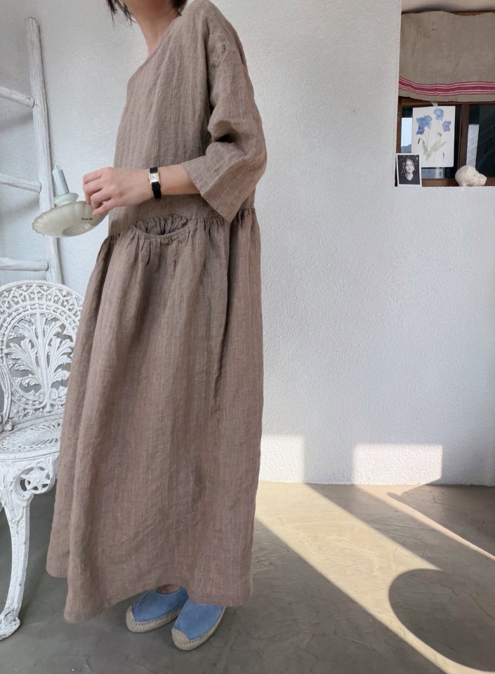 Lagrass - Korean Women Fashion - #momslook - Linen Striped One-piece - 5