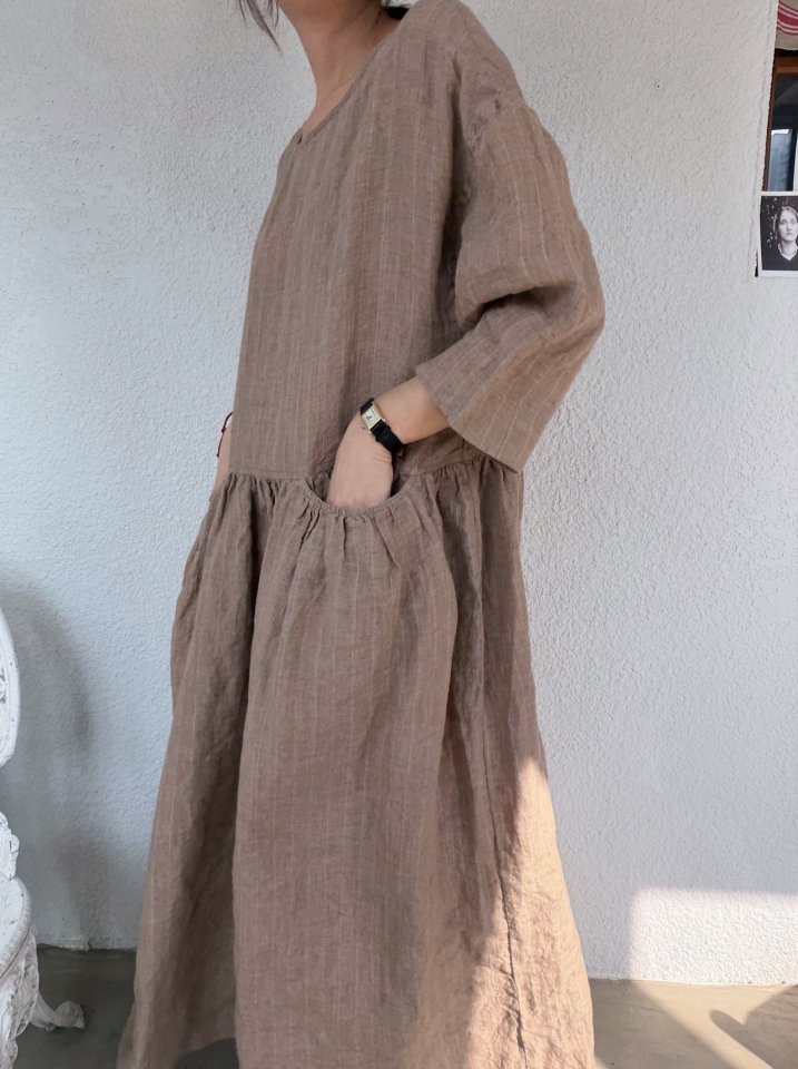 Lagrass - Korean Women Fashion - #momslook - Linen Striped One-piece - 9