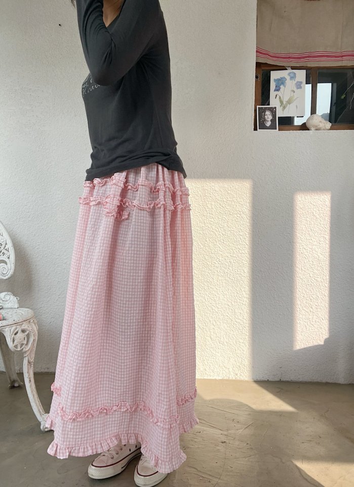 Lagrass - Korean Women Fashion - #momslook - Frill Check Skirt - 10