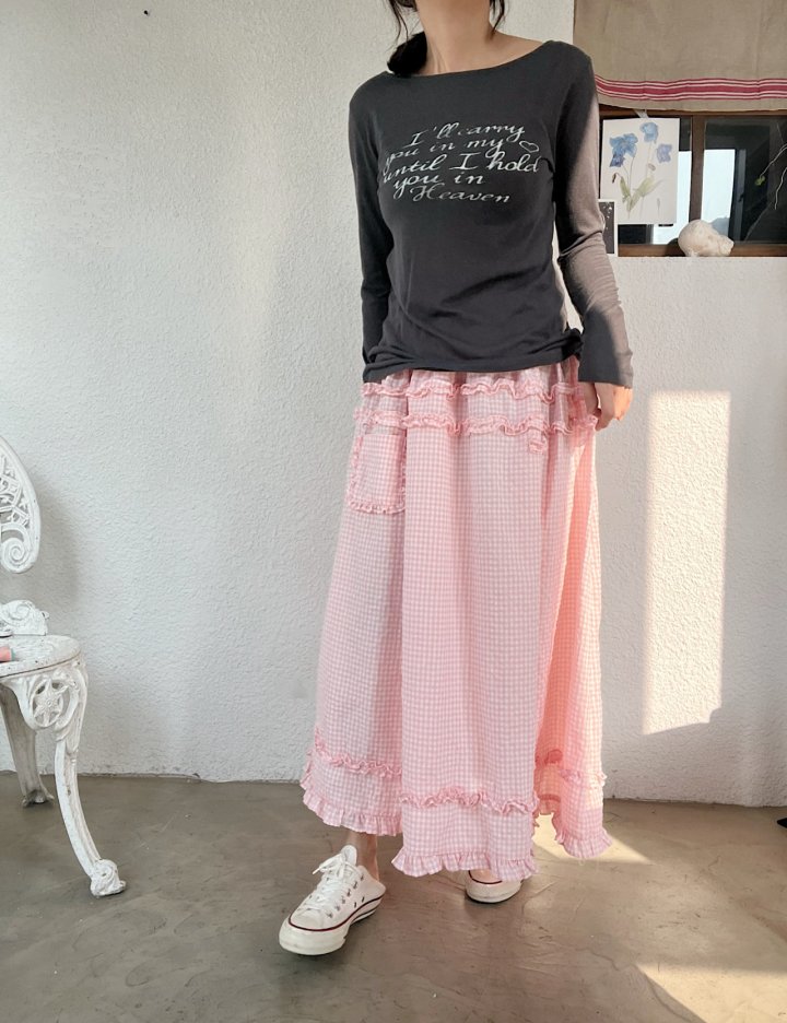 Lagrass - Korean Women Fashion - #momslook - Frill Check Skirt - 12