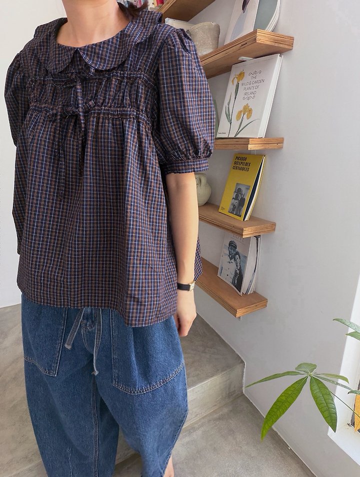 Lagrass - Korean Women Fashion - #romanticstyle - Yudi Check Blouse - 10