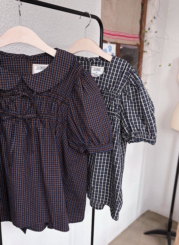 Lagrass - Korean Women Fashion - #shopsmall - Yudi Check Blouse - 11