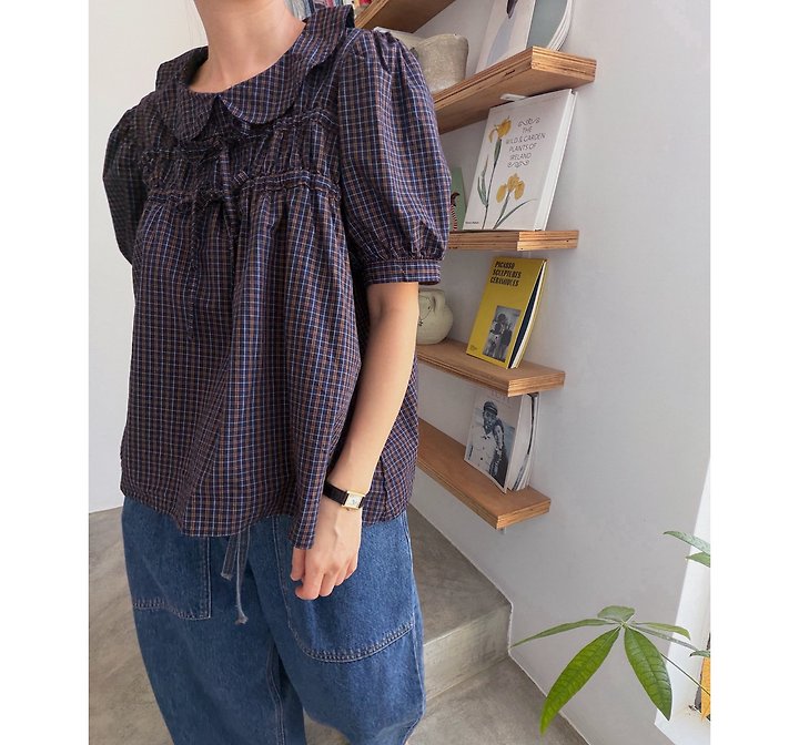 Lagrass - Korean Women Fashion - #womensfashion - Yudi Check Blouse