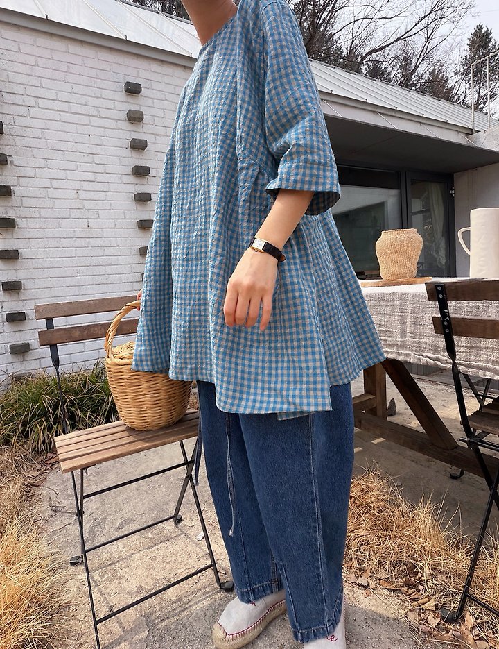Lagrass - Korean Women Fashion - #womensfashion - Deil Check Blouse - 11