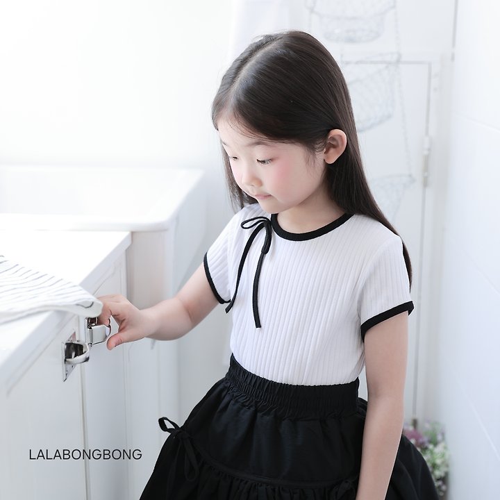 Lalabongbong - Korean Children Fashion - #childrensboutique - Mini Ribbon Ribbed Tee - 10