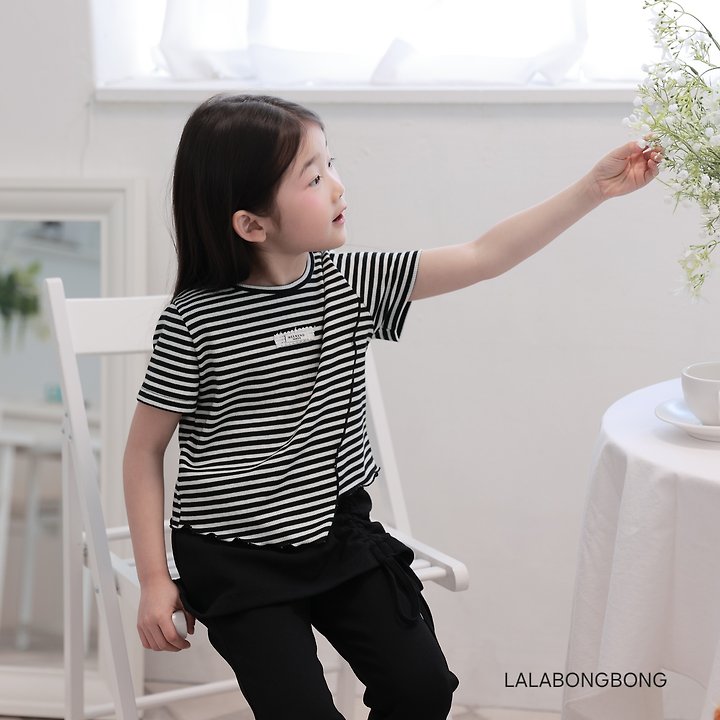 Lalabongbong - Korean Children Fashion - #designkidswear - Stripe Slit Tee