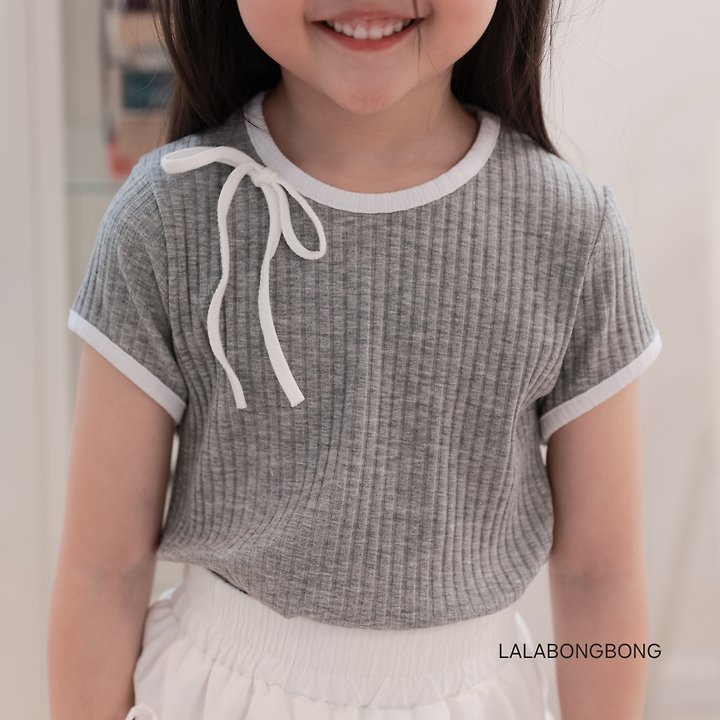 Lalabongbong - Korean Children Fashion - #designkidswear - Mini Ribbon Ribbed Tee - 11