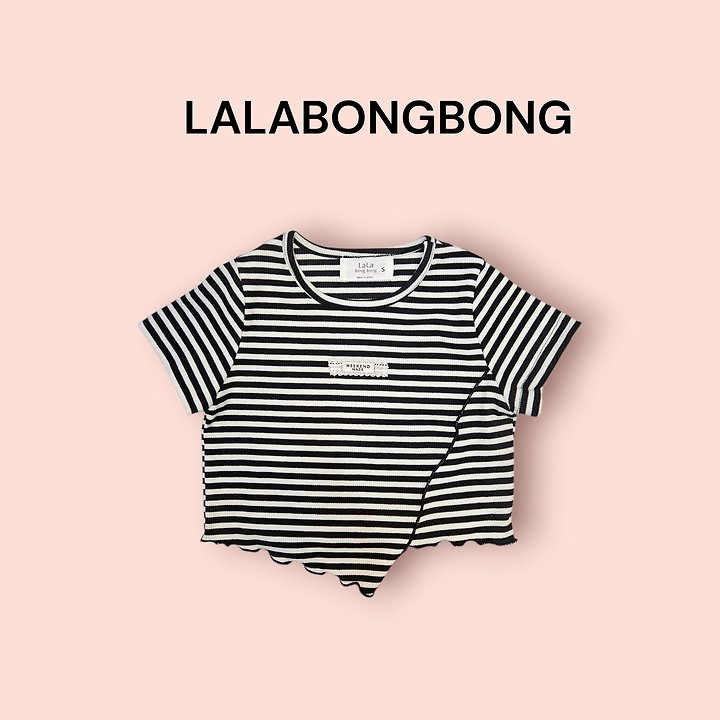 Lalabongbong - Korean Children Fashion - #fashionkids - Stripe Slit Tee - 3