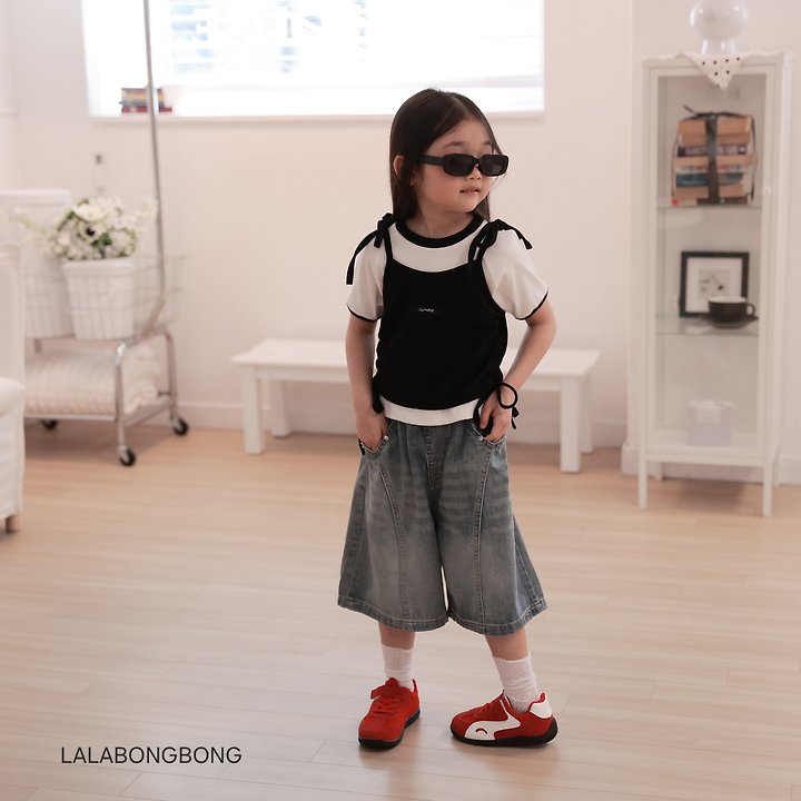 Lalabongbong - Korean Children Fashion - #kidsshorts - String Line Sleeveless - 12