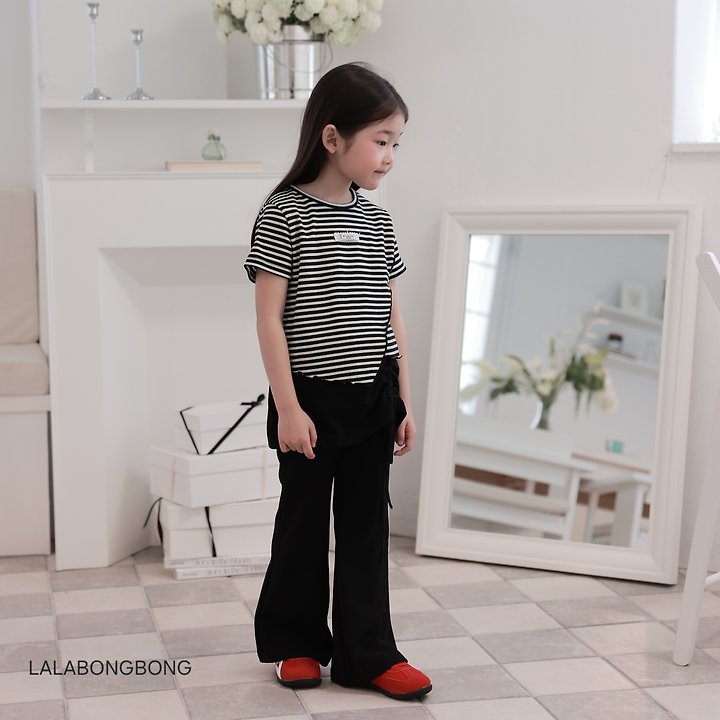 Lalabongbong - Korean Children Fashion - #littlefashionista - Stripe Slit Tee - 8