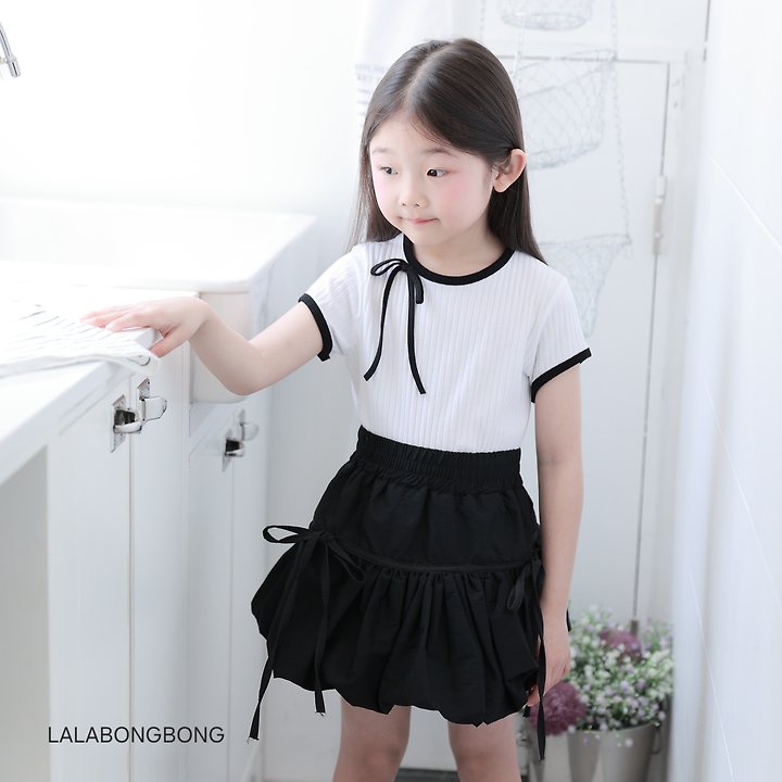 Lalabongbong - Korean Children Fashion - #stylishchildhood - Mini Ribbon Ribbed Tee - 8