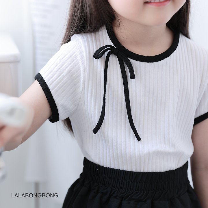 Lalabongbong - Korean Children Fashion - #toddlerclothing - Mini Ribbon Ribbed Tee - 7