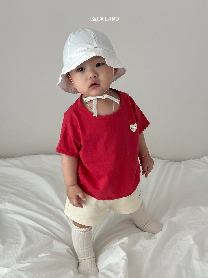 Lalaland - Korean Baby Fashion - #babyootd - Bebe Heart Ribbed Tee - 6