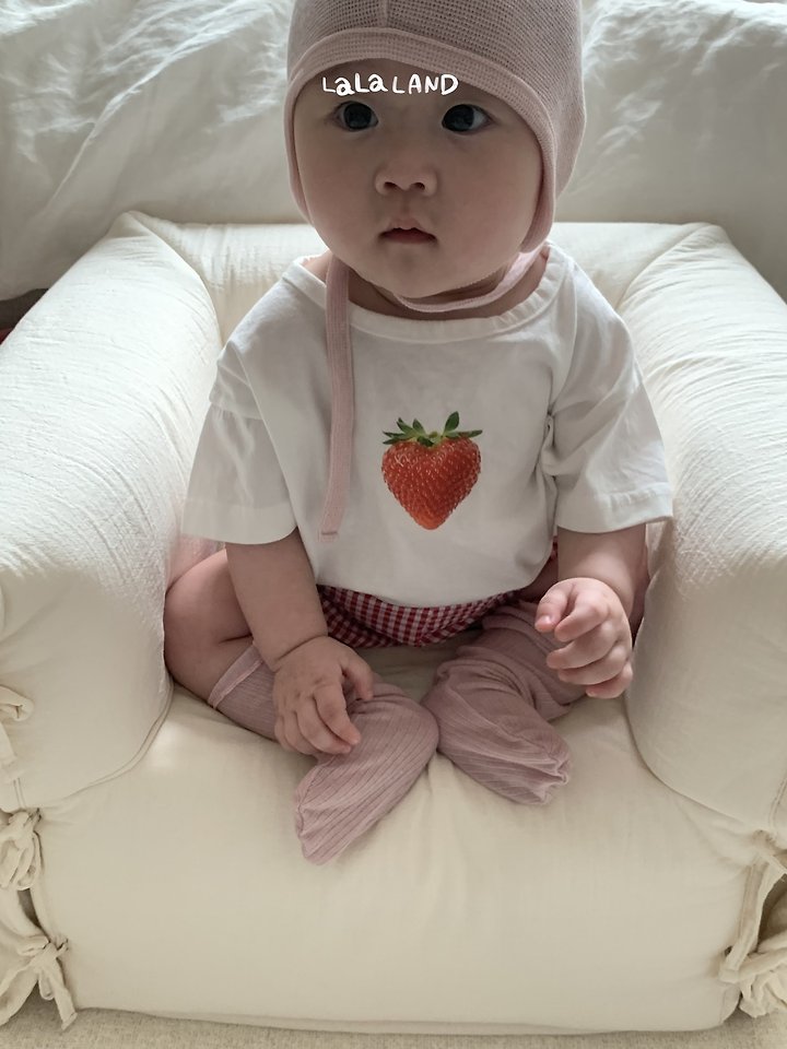 Lalaland - Korean Baby Fashion - #babyoutfit - Bebe Berry Apple Tee - 6