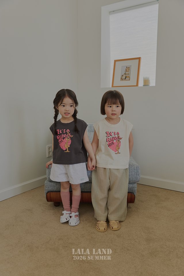 Lalaland - Korean Children Fashion - #kidsshorts - Love Rabbit Sleeveless Tee - 8