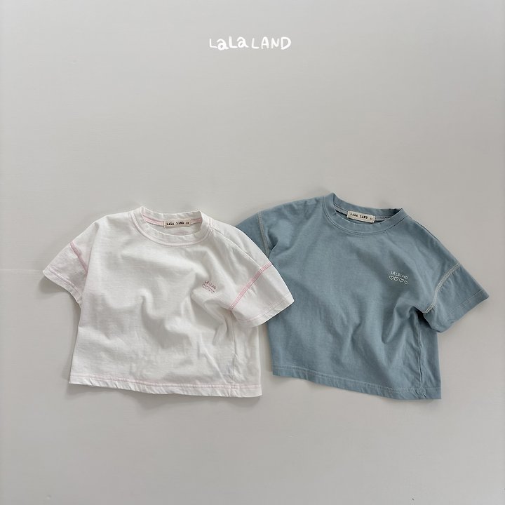 Lalaland - Korean Children Fashion - #kidsstore - Color Block Point Short Sleeve Tee