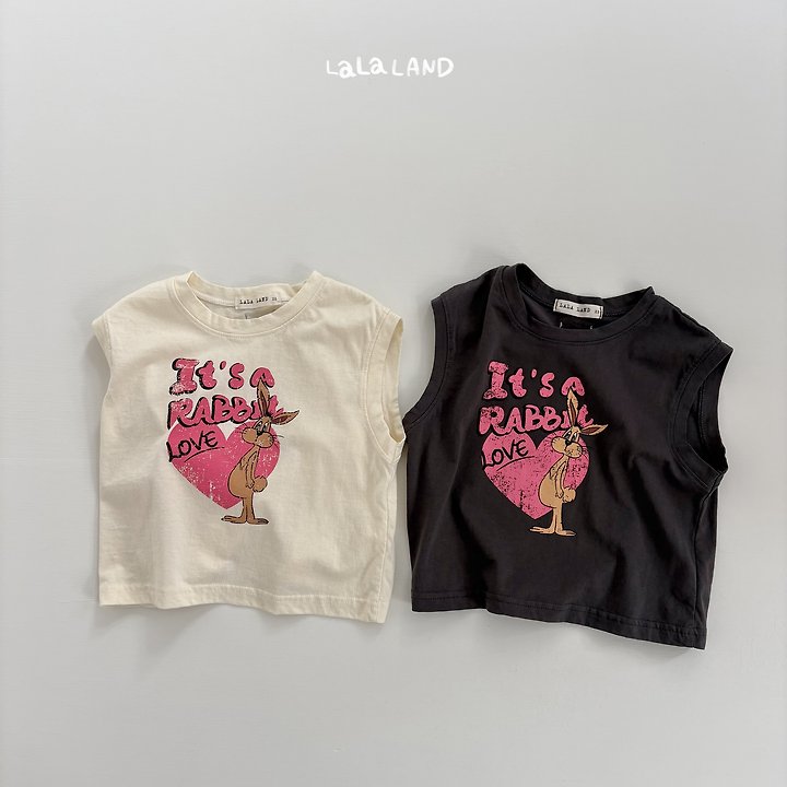 Lalaland - Korean Children Fashion - #prettylittlegirls - Love Rabbit Sleeveless Tee