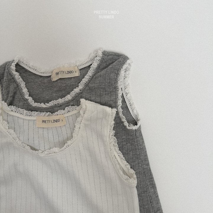 Lindo - Korean Baby Fashion - #babyfever - Lace Sleeveless Tee - 4