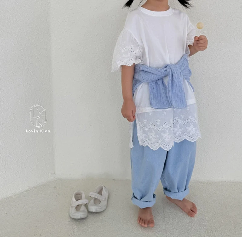 Lovin - Korean Baby Fashion - #babyfever - Pleated Denim Pants - 5