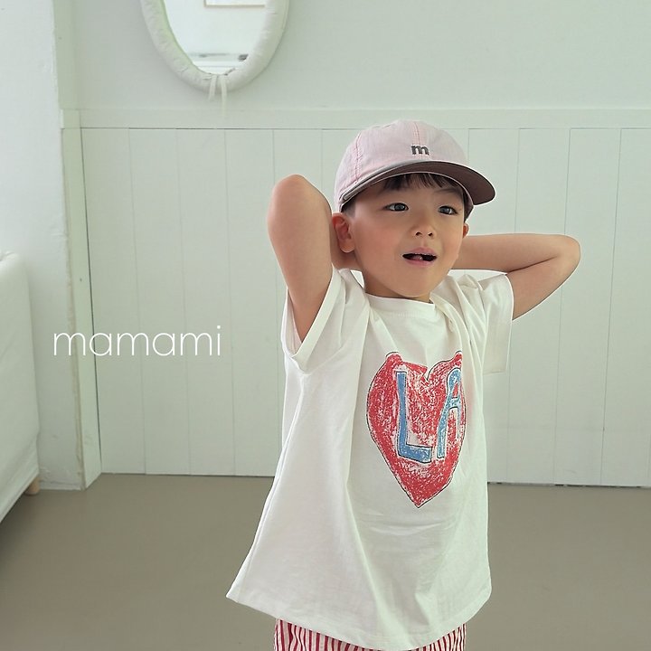Mamami - Korean Children Fashion - #discoveringself - Heart Lettering Tee