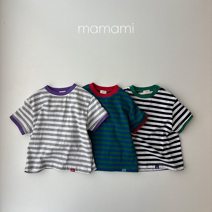 Mamami - Korean Children Fashion - #kidsshorts - Pop Stripe Tee
