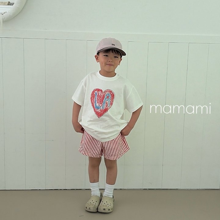 Mamami - Korean Children Fashion - #kidsshorts - Heart Lettering Tee - 4