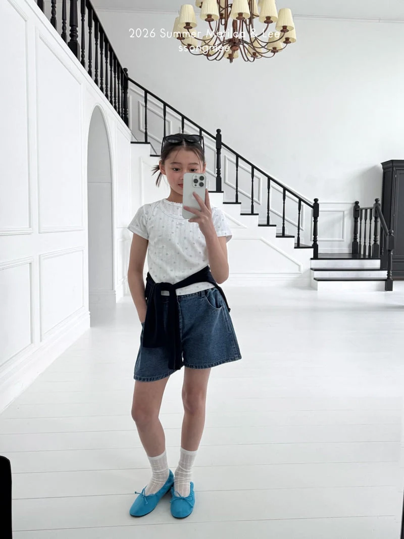 Matilda & Lee - Korean Children Fashion - #Kfashion4kids - Pleated Denim Shorts - 10