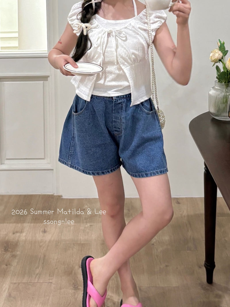 Matilda & Lee - Korean Children Fashion - #childrensboutique - Denim Shirring Shorts - 9