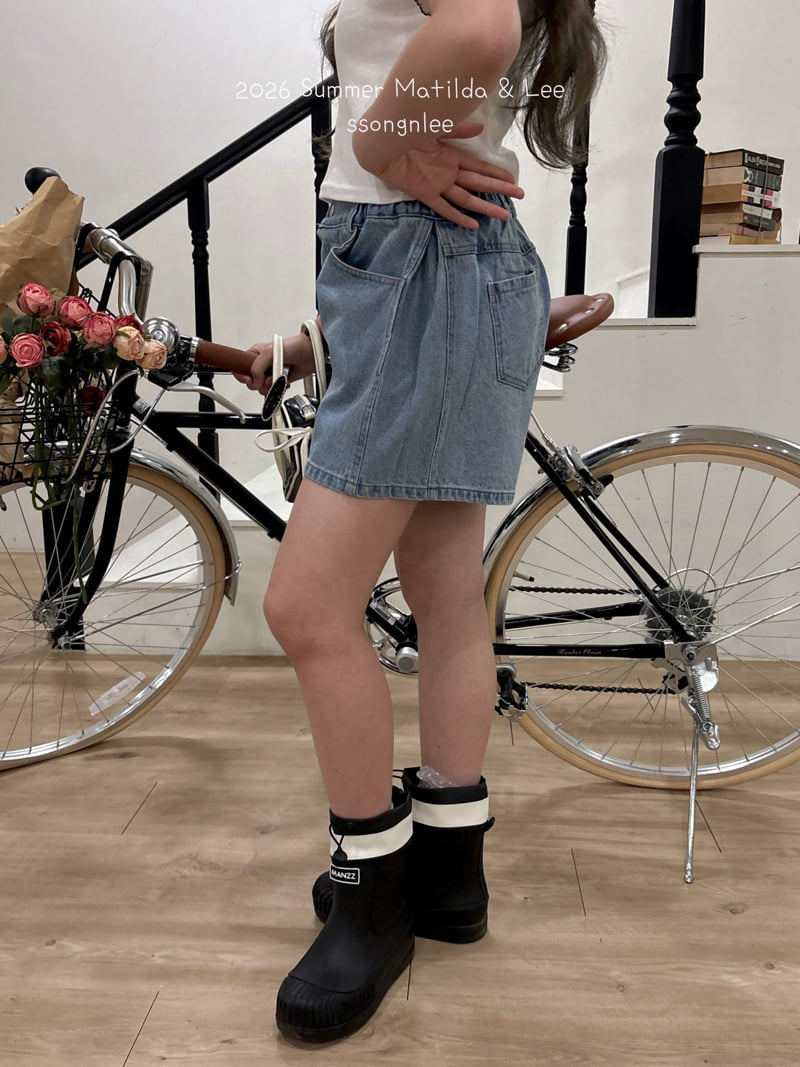 Matilda & Lee - Korean Children Fashion - #discoveringself - Pleated Denim Shorts - 5