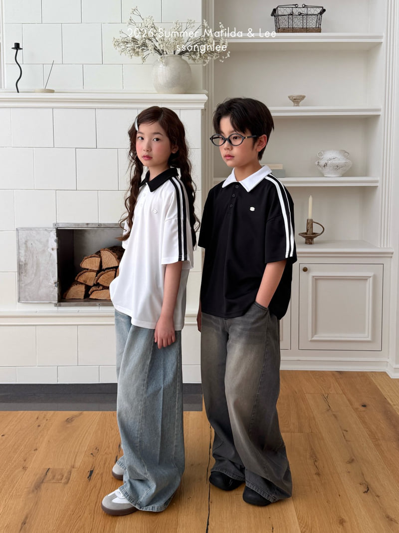 Matilda & Lee - Korean Children Fashion - #fashionkids - Airy Double Line Collar Tee - 6