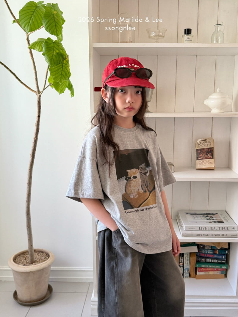Matilda & Lee - Korean Children Fashion - #fashionkids - Sunglasses Cat Short Sleeve Tee - 4