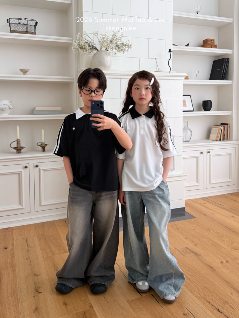 Matilda & Lee - Korean Children Fashion - #kidsstore - Airy Double Line Collar Tee - 8
