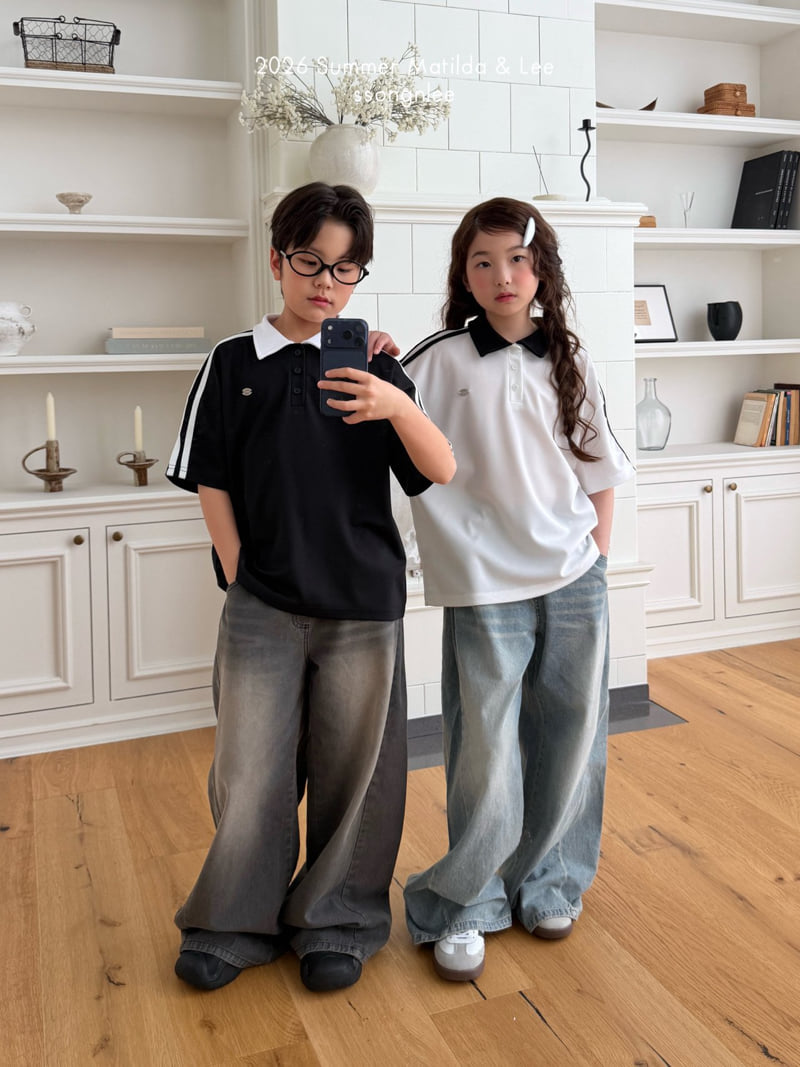 Matilda & Lee - Korean Children Fashion - #kidzfashiontrend - Airy Double Line Collar Tee - 9