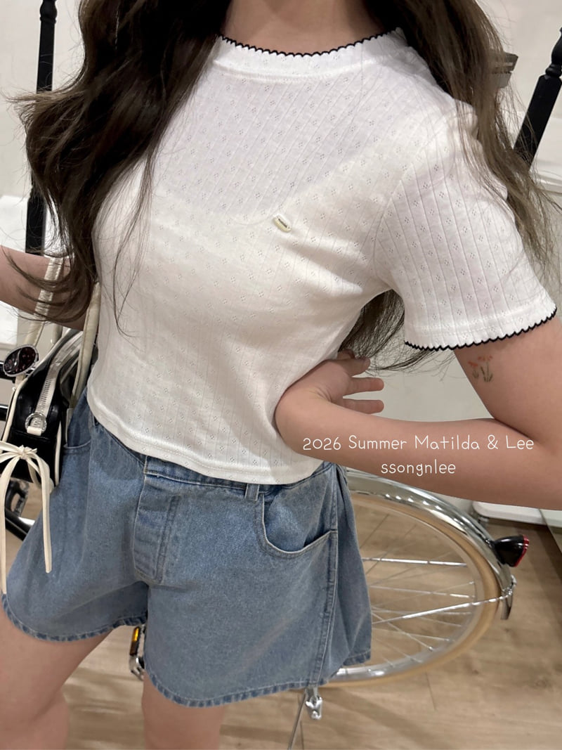 Matilda & Lee - Korean Children Fashion - #magicofchildhood - Eyelet Pin Tuck Tee