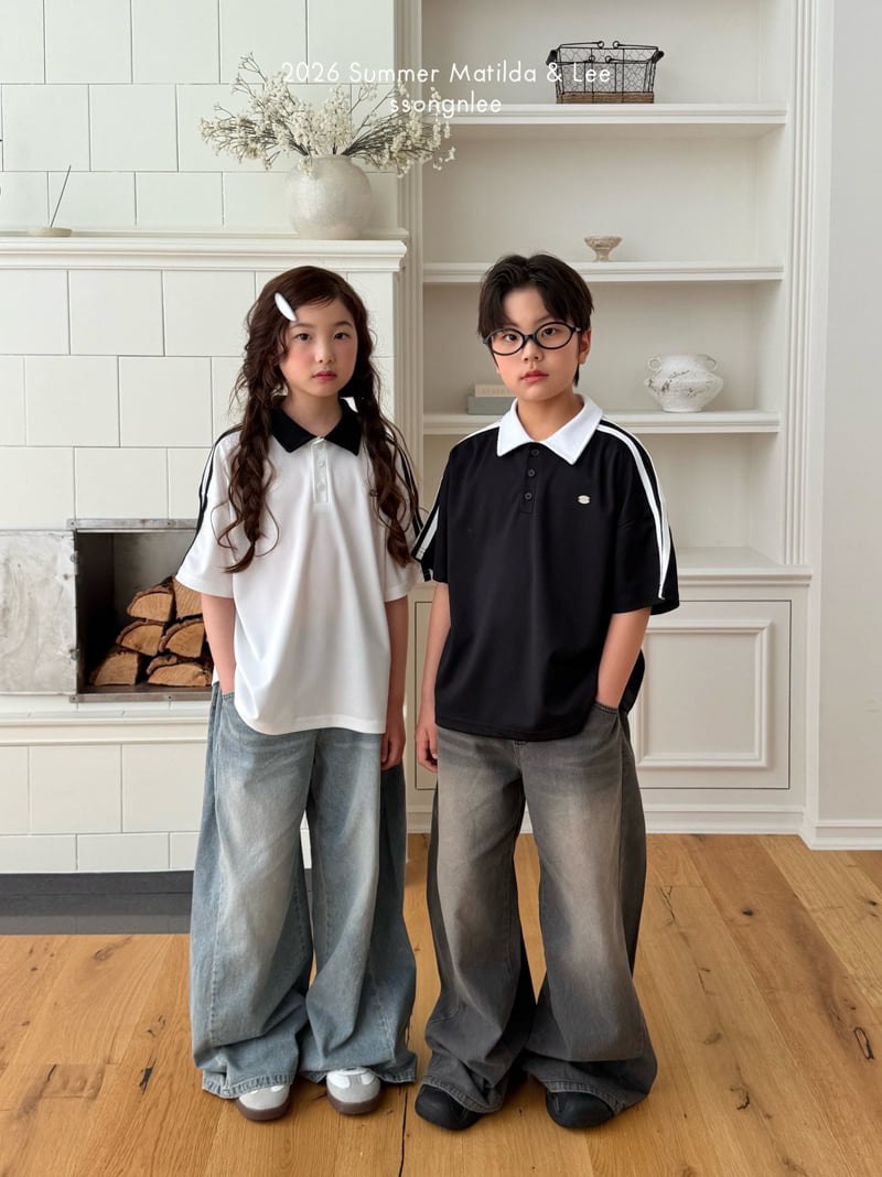 Matilda & Lee - Korean Children Fashion - #magicofchildhood - Airy Double Line Collar Tee - 12
