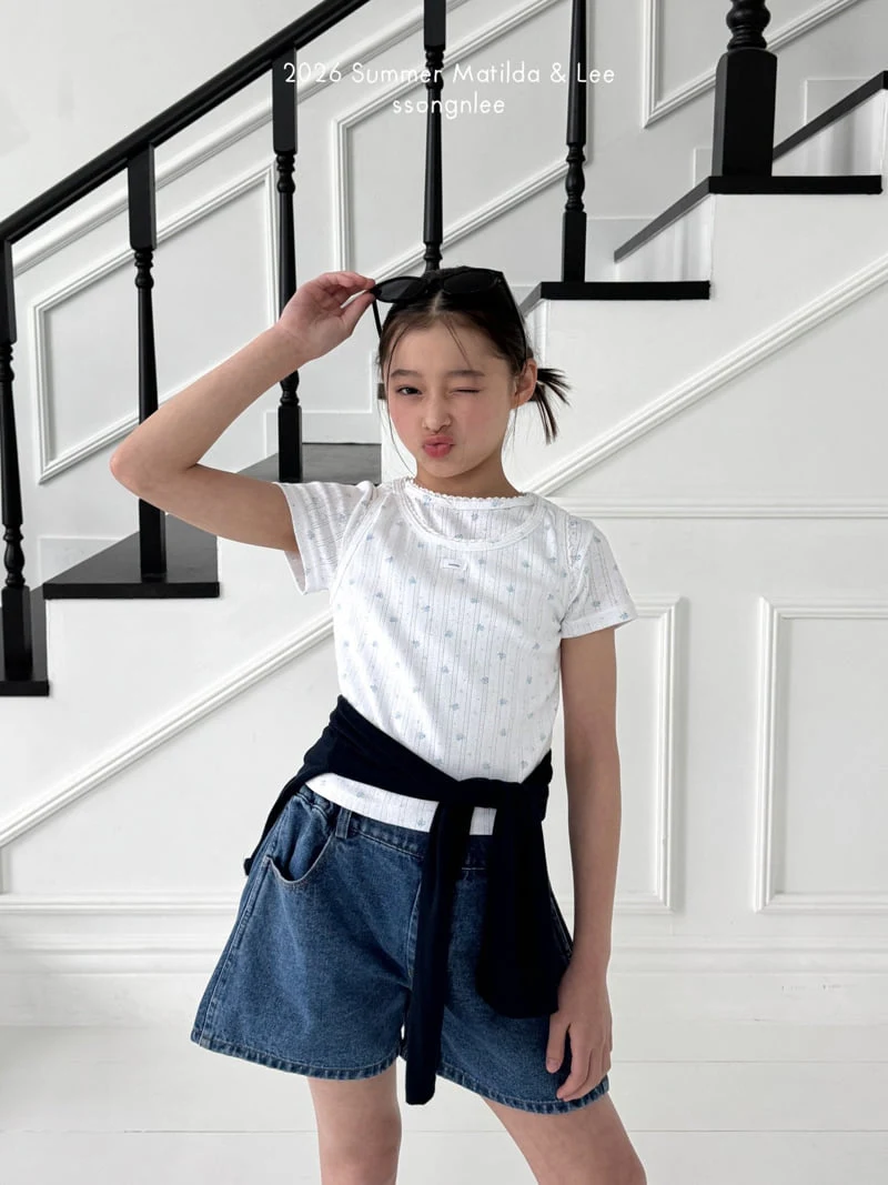 Matilda & Lee - Korean Children Fashion - #prettylittlegirls - Flower Short Sleeve Tee - 8
