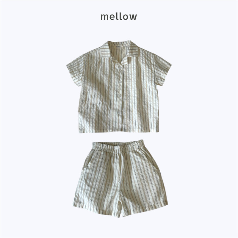 Mellow - Korean Children Fashion - #fashionkids - Stripe Open Shirt Set - 2
