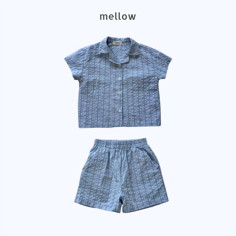 Mellow - Korean Children Fashion - #kidsshorts - Stripe Open Shirt Set - 3