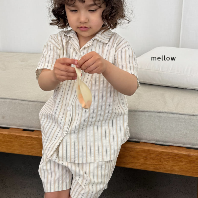 Mellow - Korean Children Fashion - #kidzfashiontrend - Stripe Open Shirt Set - 5