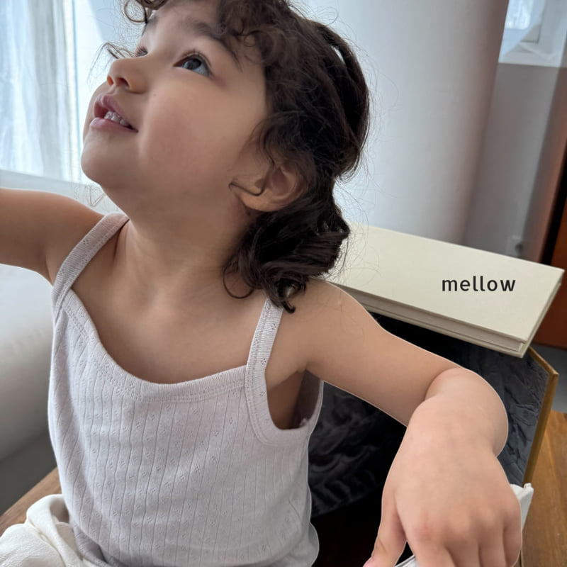 Mellow - Korean Children Fashion - #todddlerfashion - Eyelet Rib Strap Sleeveless - 4