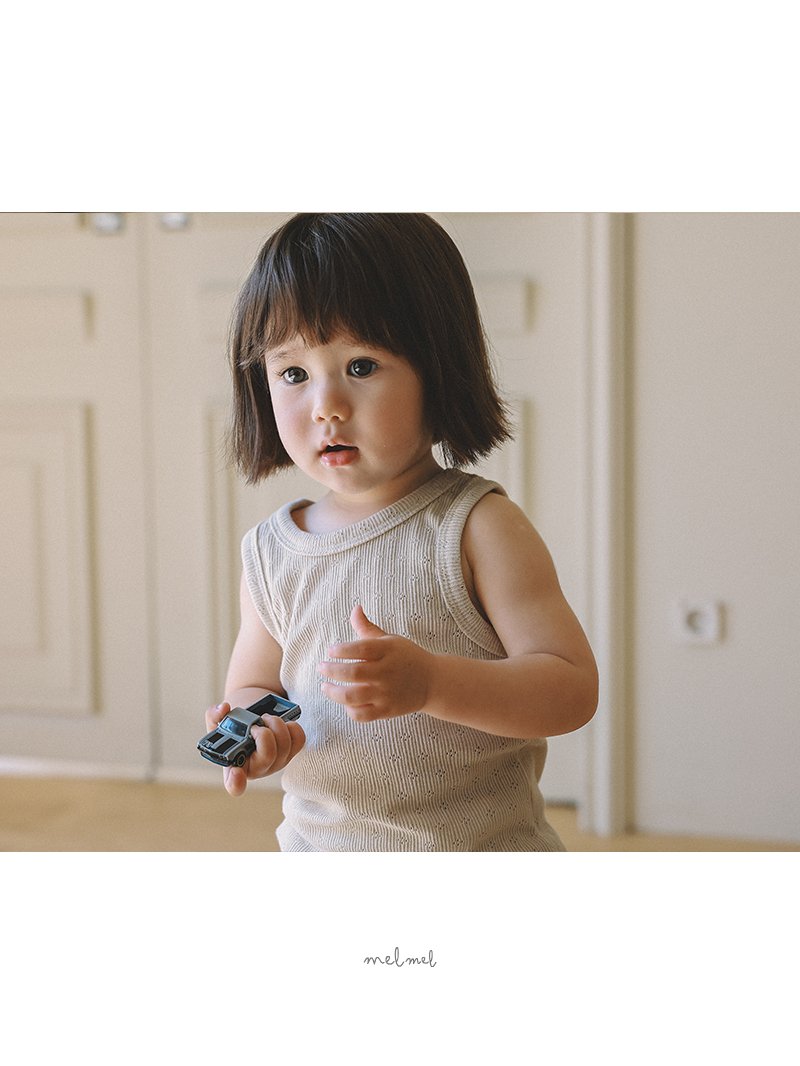 Melmel - Korean Baby Fashion - #babygirlfashion - Stitch Eyelet Tank Top - 7