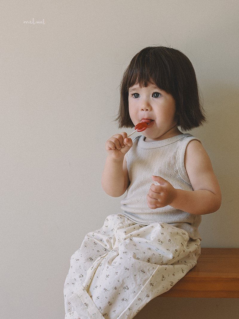 Melmel - Korean Baby Fashion - #babyoutfit - Stitch Eyelet Tank Top - 11