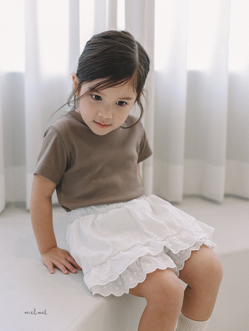 Melmel - Korean Baby Fashion - #babyoutfit - Lace Skirt Pants - 9
